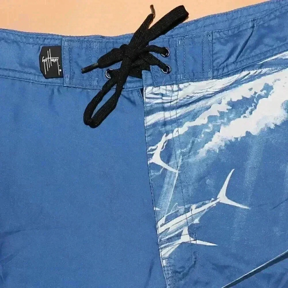 Guy Harvey Sword Fish Blue Swim Trunks Size‎ 34 Summer Beach Board Shorts - Picture 3 of 5